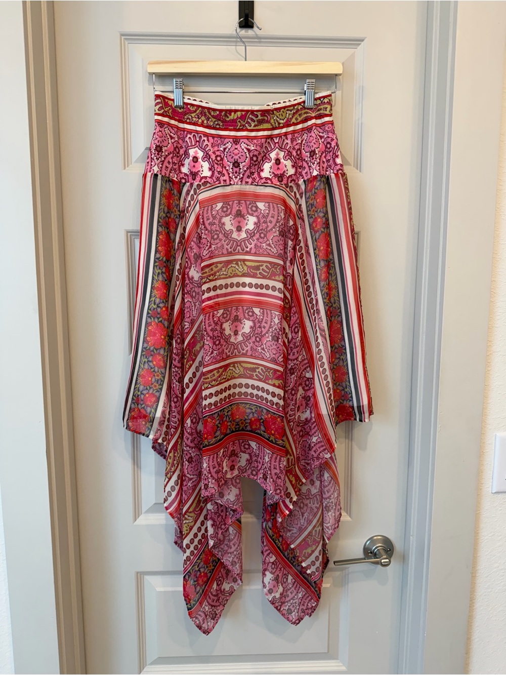 Vintage Pink Bohemian Handkerchief Hem Skirt